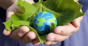 earth and leaf in hands