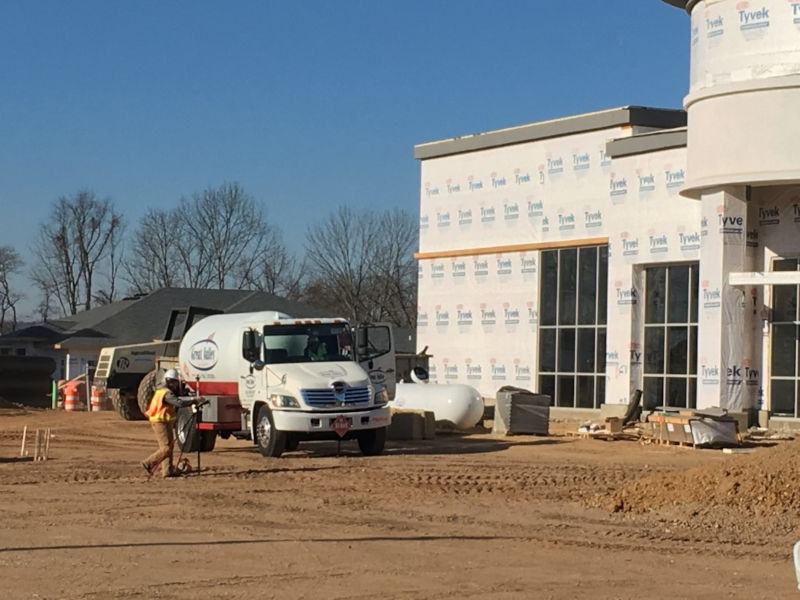 propane truck outside construction site